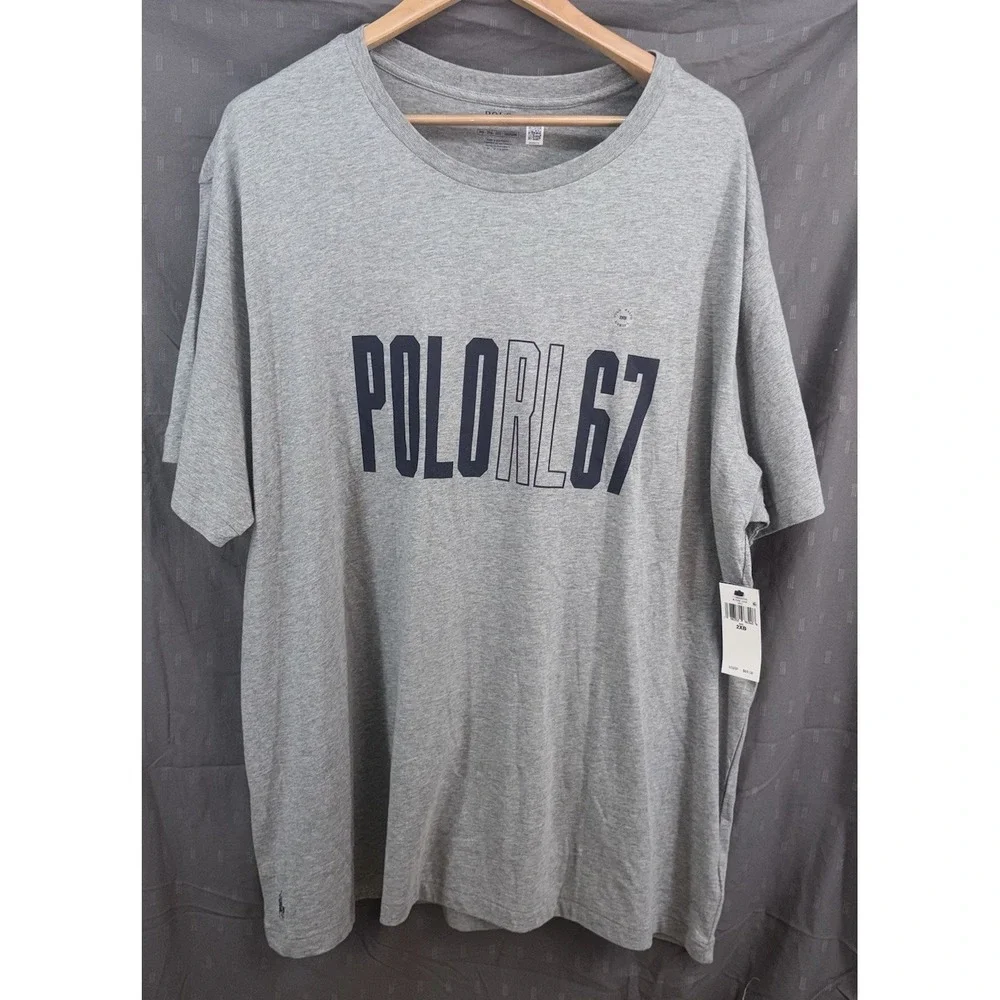 New Polo Ralph Lauren Big Spell Out Graphic Logo T-Shirt 2XB 2XL Big Gray‎ Pony